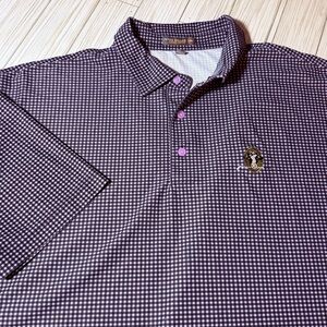 Peter Millar Summer Comfort Polo Shirt Mens XL Purple Check Stretch Golf